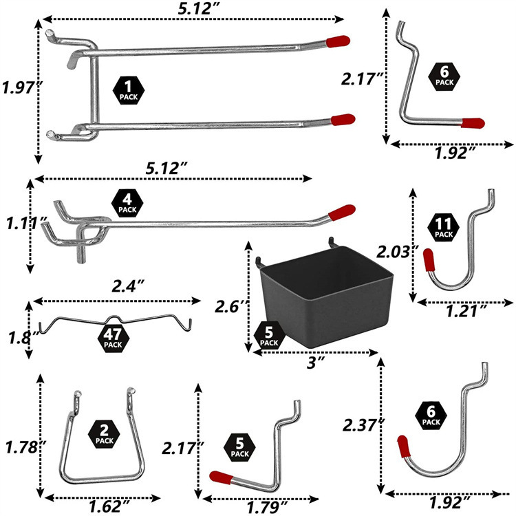 114 Pcs Pegboard Hooks Set Met - Workshop Tools Organizing ulasan dan harga