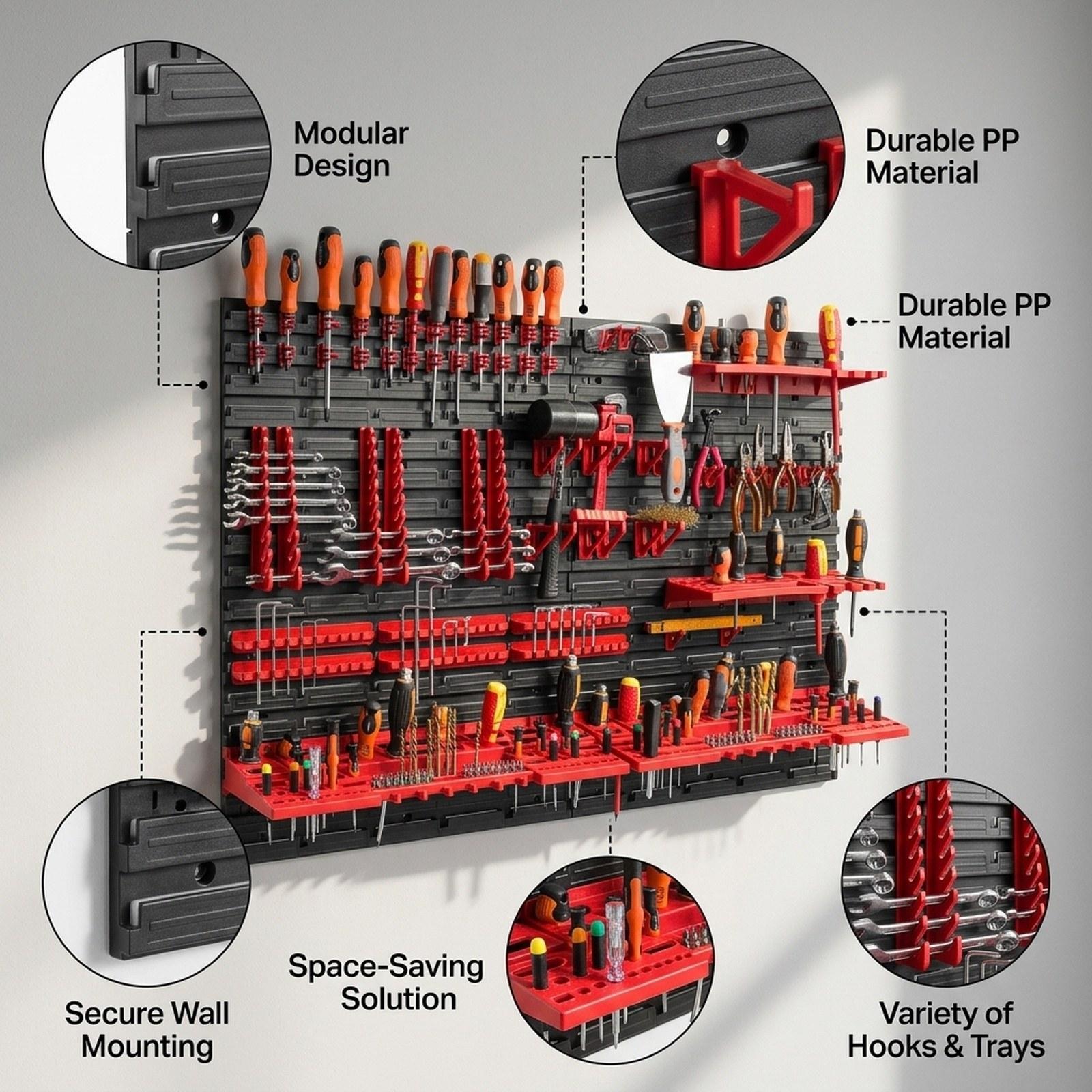 Wall Mounted Storage Bins with - Workshop Tools Board ulasan dan harga